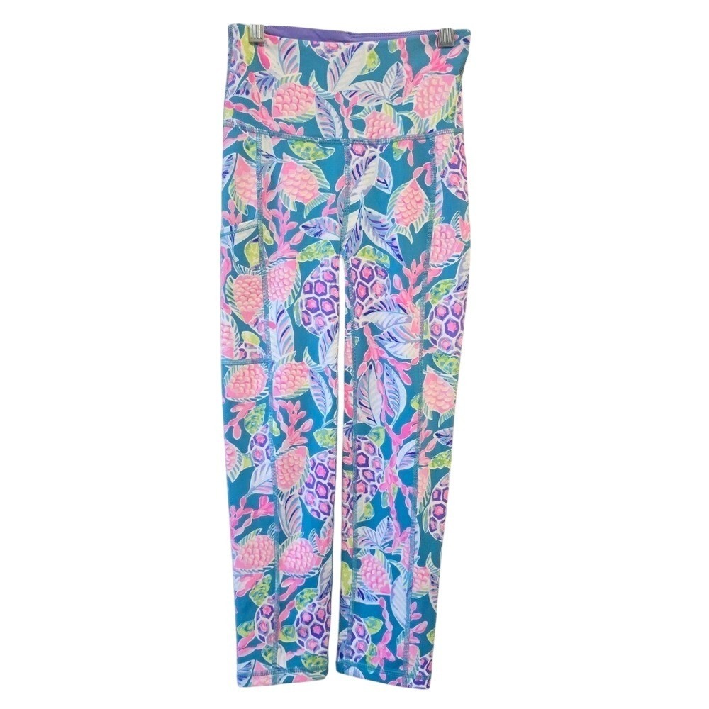 NWT Lilly Pulitzer Luxletic Weekender High Rise Crop Turtle Wave‎ Leggings XXS